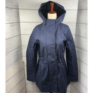 Hunter Adela Womens Size XS Canvas Hooded Smock Rain Jacket Water Resistant Navy